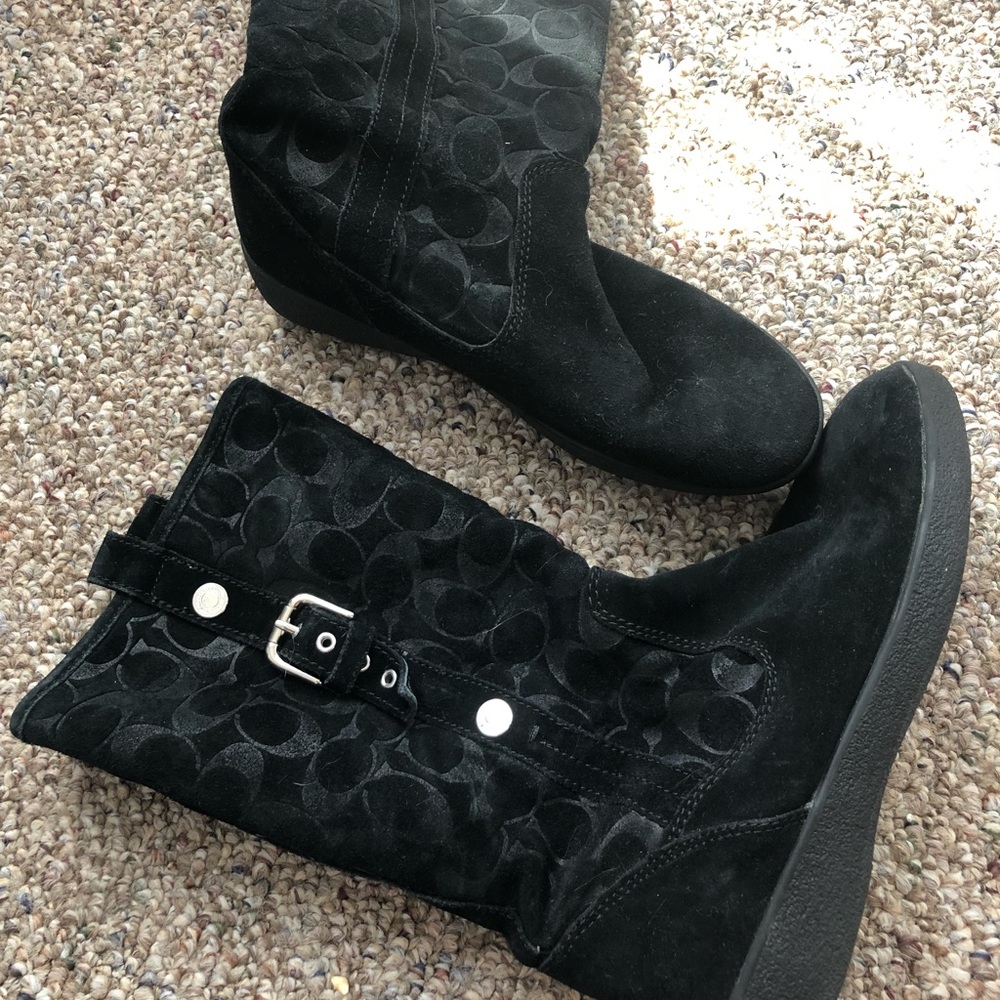 Coach black flat boots